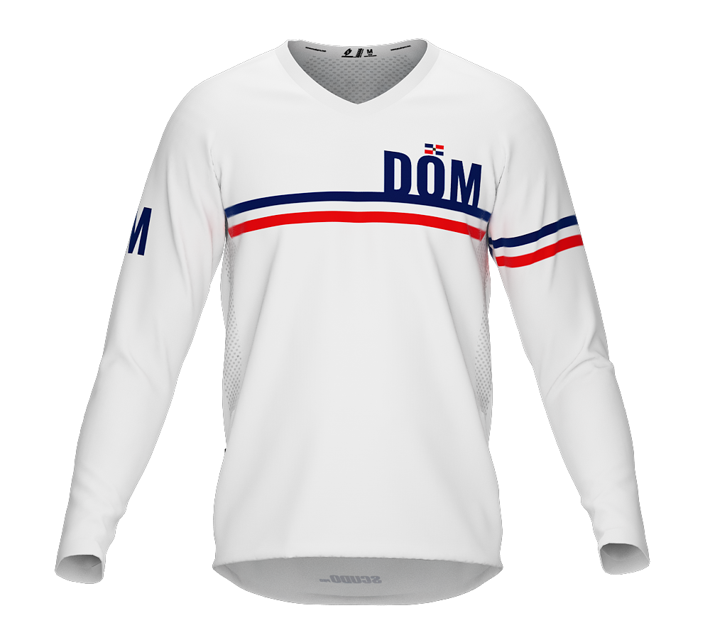 MTB BMX Cycling Jersey Long Sleeve Code Dominican Republic White for Men  and Women