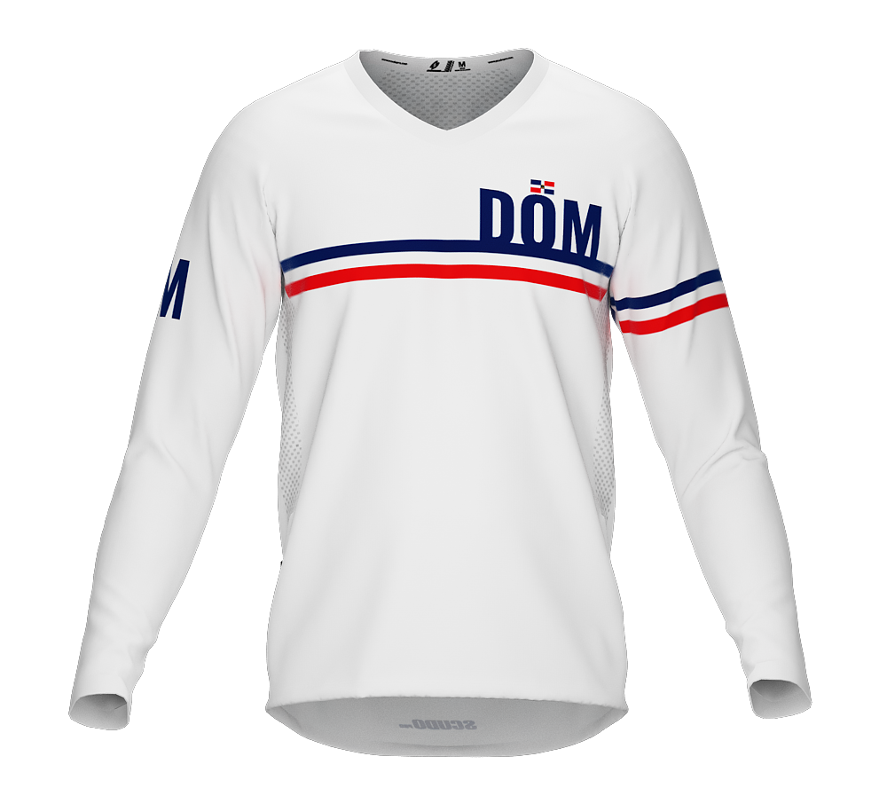 MTB BMX Cycling Jersey Long Sleeve Code Dominican Republic White for Men and Women