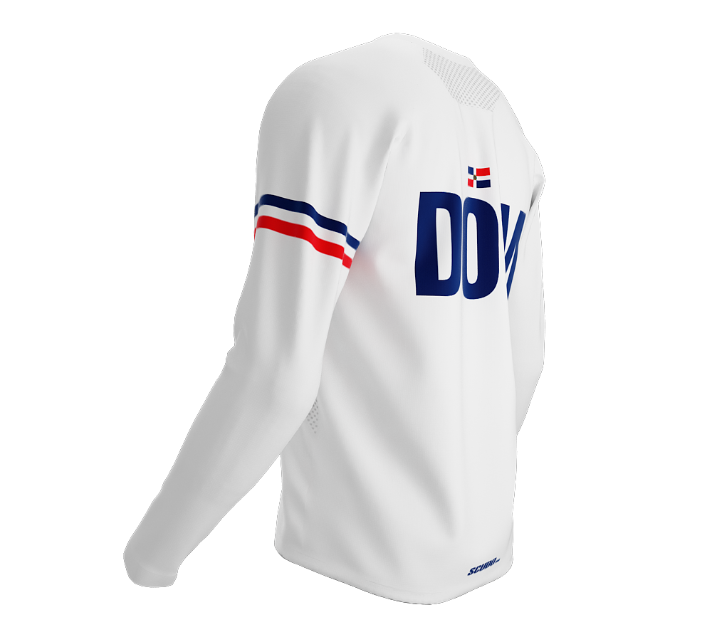 MTB BMX Cycling Jersey Long Sleeve Code Dominican Republic White for Men and Women