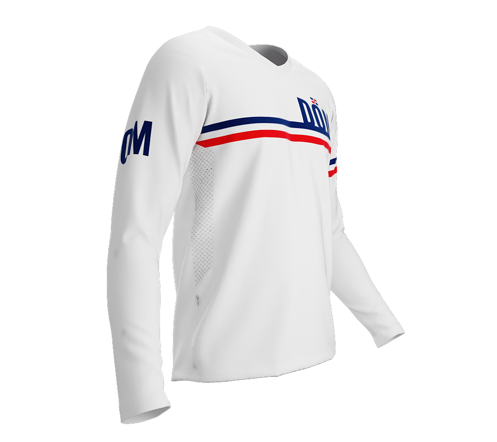 MTB BMX Cycling Jersey Long Sleeve Code Dominican Republic White for Men  and Women