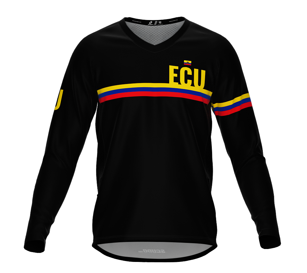 MTB BMX Cycling Jersey Long Sleeve Code Ecuador Black for Men and Women