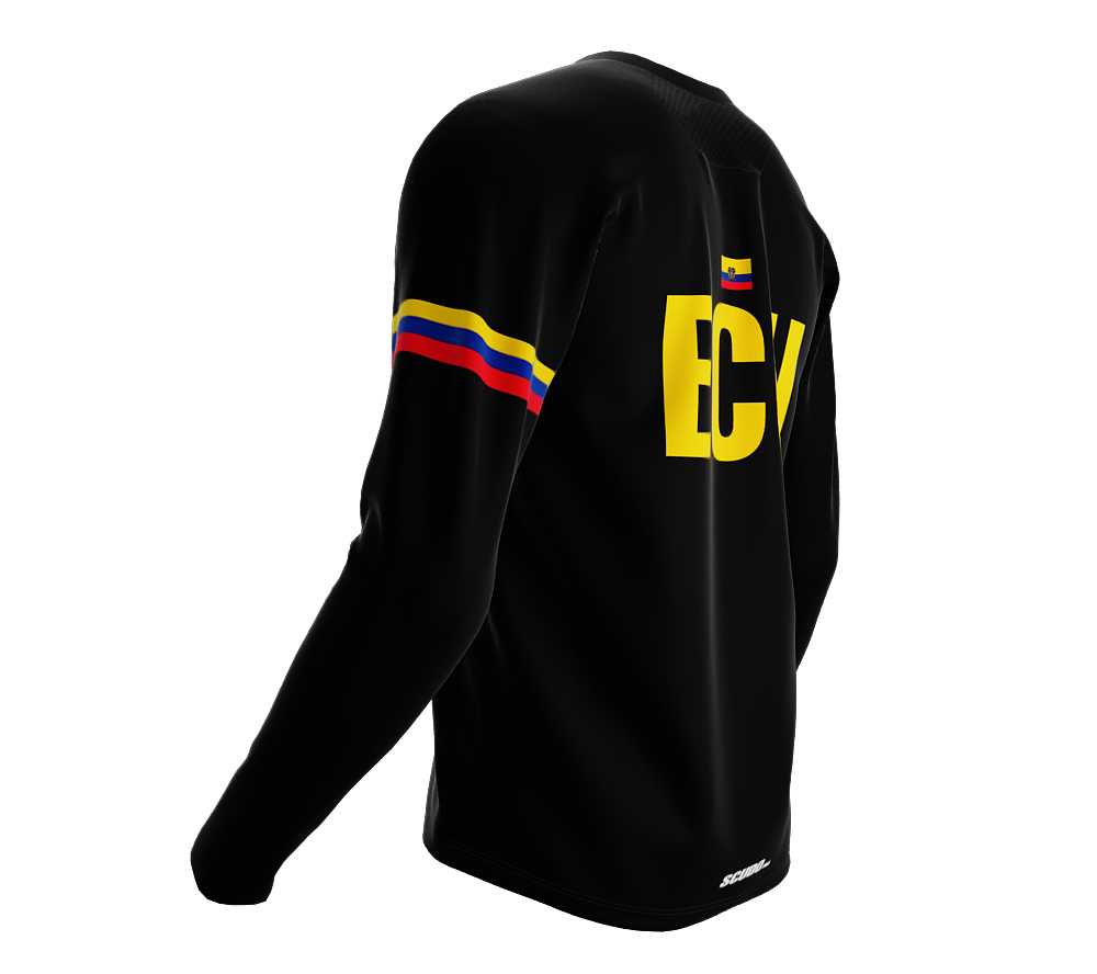 MTB BMX Cycling Jersey Long Sleeve Code Ecuador Black for Men and Women