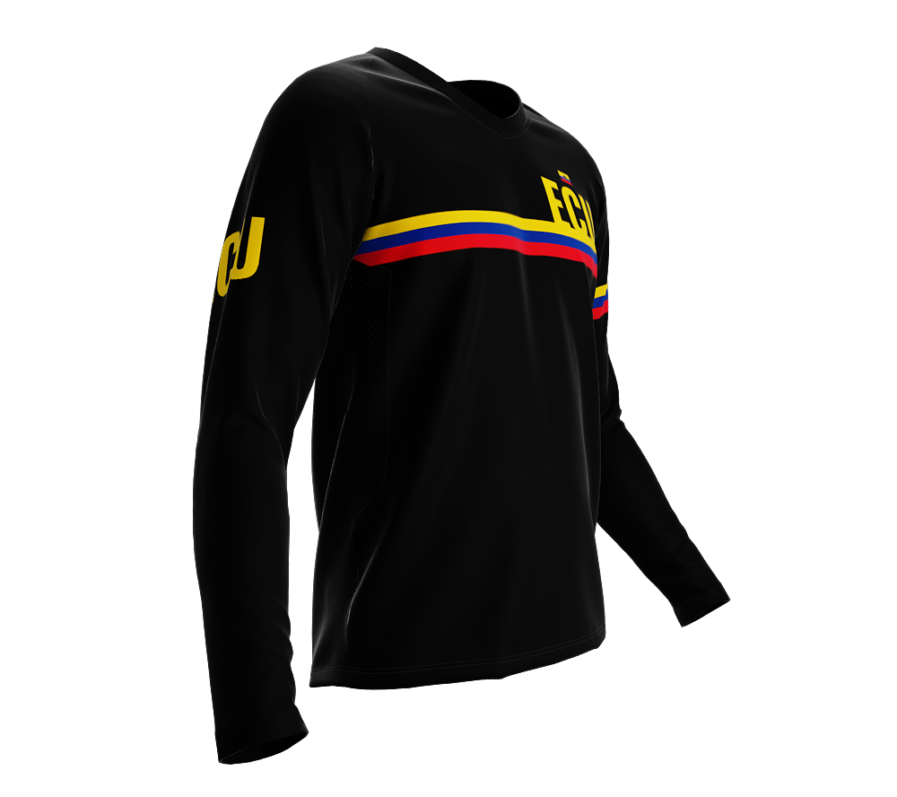 MTB BMX Cycling Jersey Long Sleeve Code Ecuador Black for Men and Women
