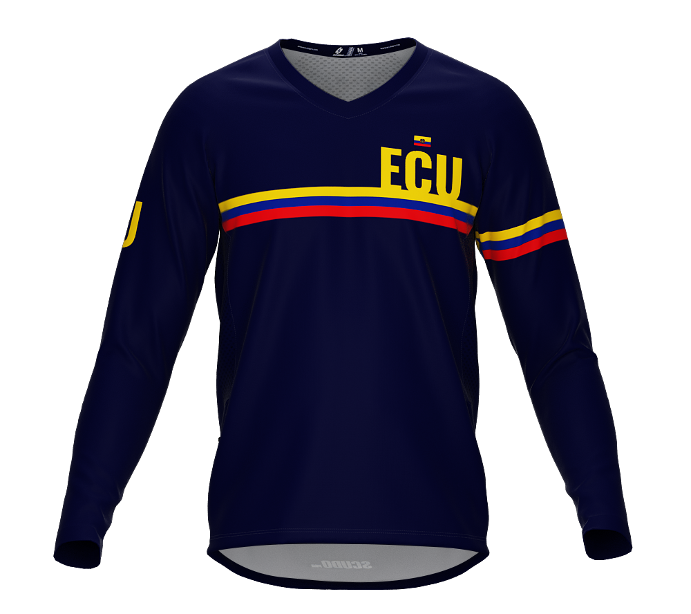 MTB BMX Cycling Jersey Long Sleeve Code Ecuador Blue for Men and Women
