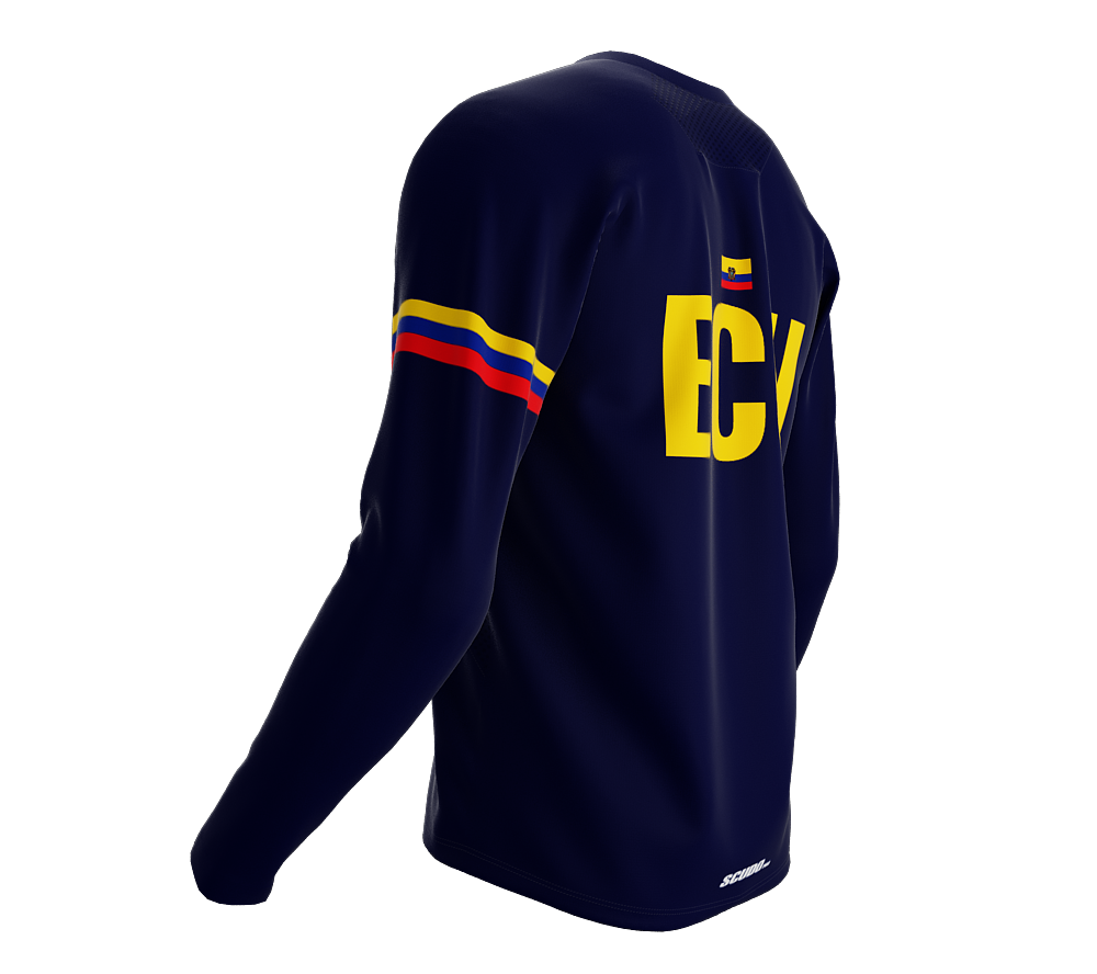 MTB BMX Cycling Jersey Long Sleeve Code Ecuador Blue for Men and Women