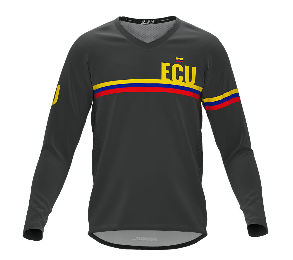MTB BMX Cycling Jersey Long Sleeve Code Ecuador Gray for Men and Women