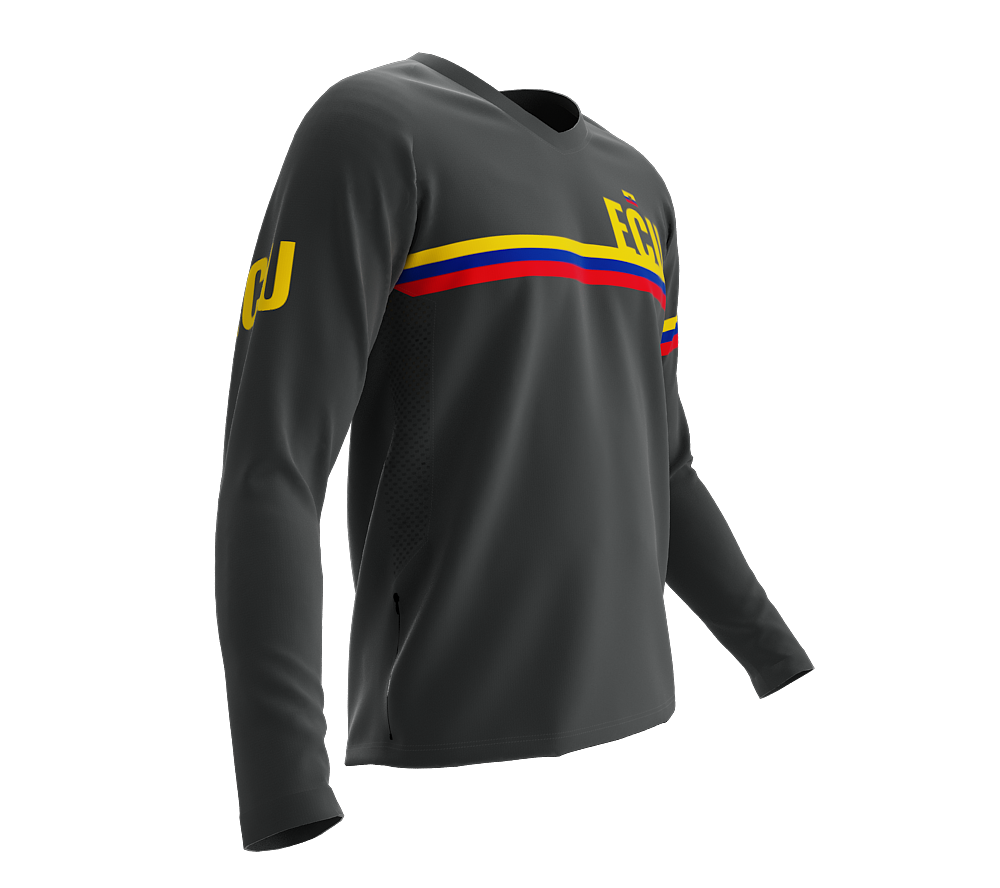MTB BMX Cycling Jersey Long Sleeve Code Ecuador Gray for Men and Women