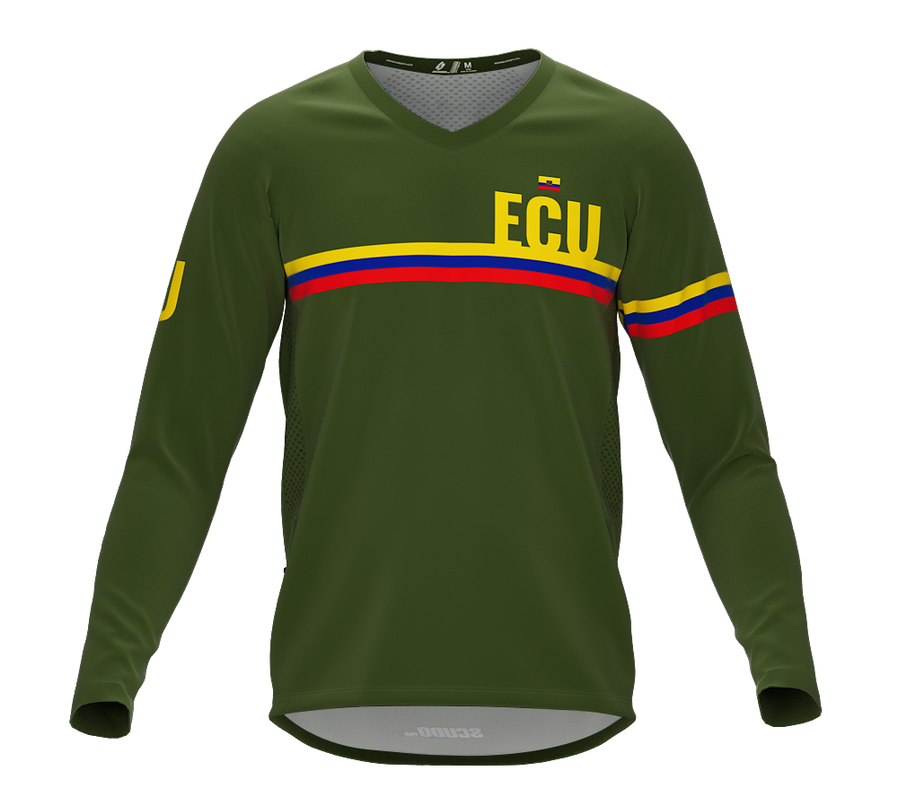 MTB BMX Cycling Jersey Long Sleeve Code Ecuador Green for Men and Women