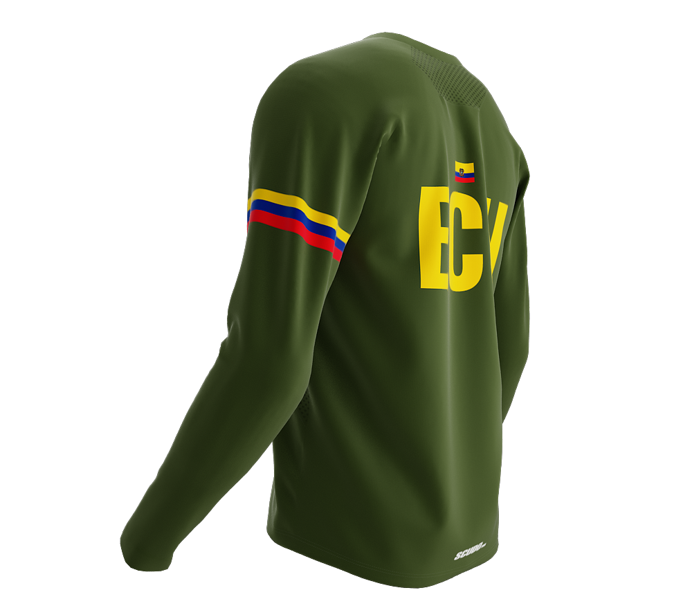 MTB BMX Cycling Jersey Long Sleeve Code Ecuador Green for Men and Women