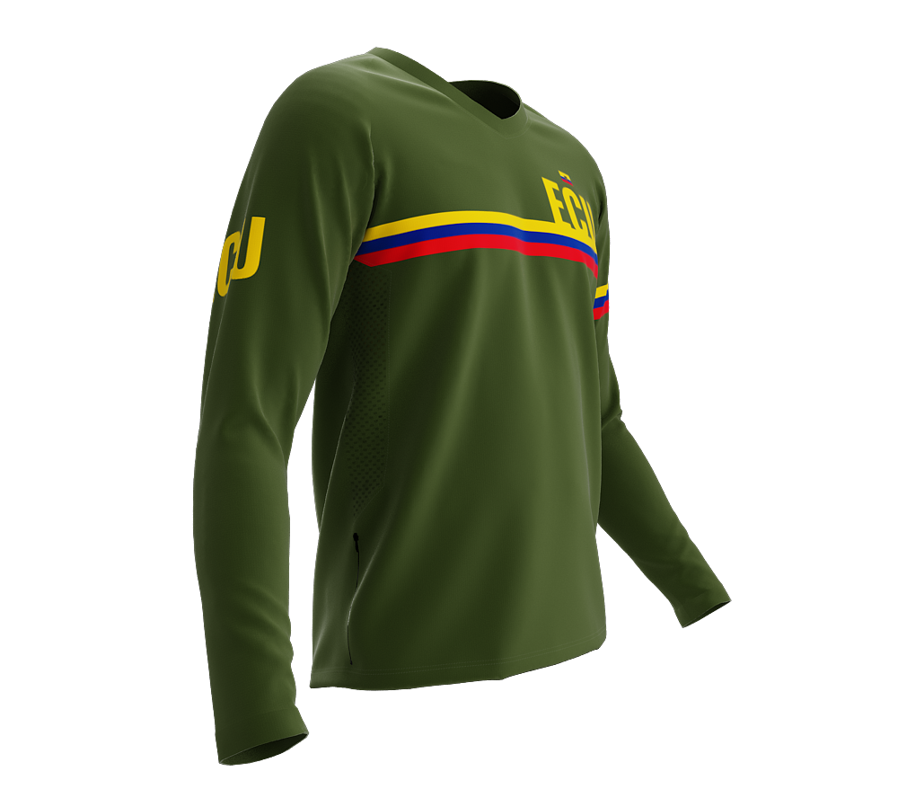 MTB BMX Cycling Jersey Long Sleeve Code Ecuador Green for Men and Women