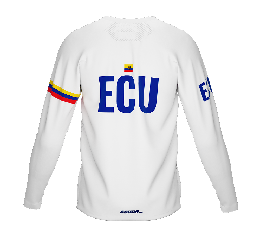 MTB BMX Cycling Jersey Long Sleeve Code Ecuador White for Men and Women