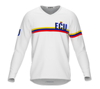 MTB BMX Cycling Jersey Long Sleeve Code Ecuador White for Men and Women