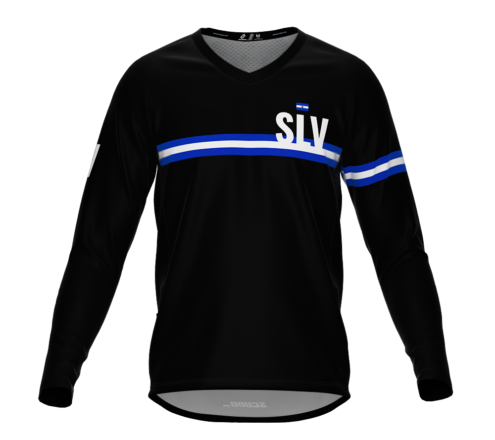 MTB BMX Cycling Jersey Long Sleeve Code El Salvador Black for Men and Women