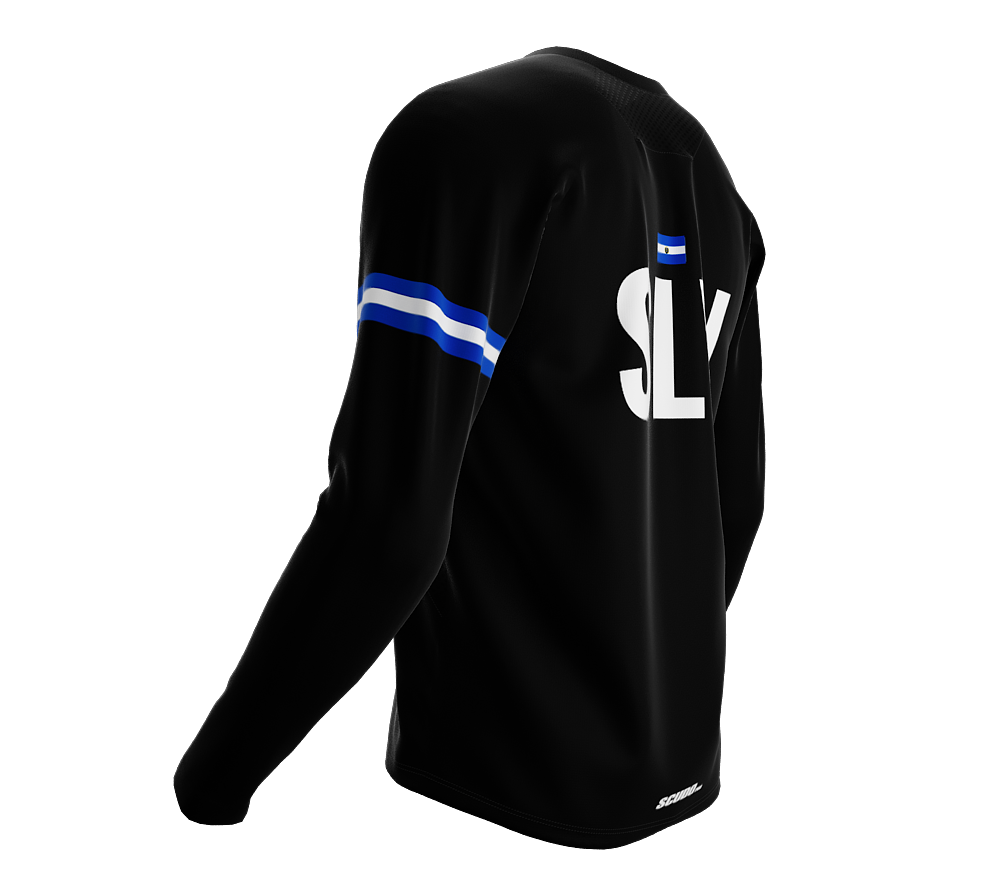 MTB BMX Cycling Jersey Long Sleeve Code El Salvador Black for Men and Women