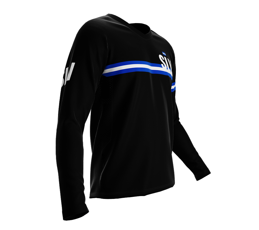 MTB BMX Cycling Jersey Long Sleeve Code El Salvador Black for Men and Women