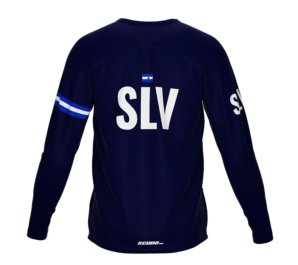 MTB BMX Cycling Jersey Long Sleeve Code El Salvador Blue for Men and Women