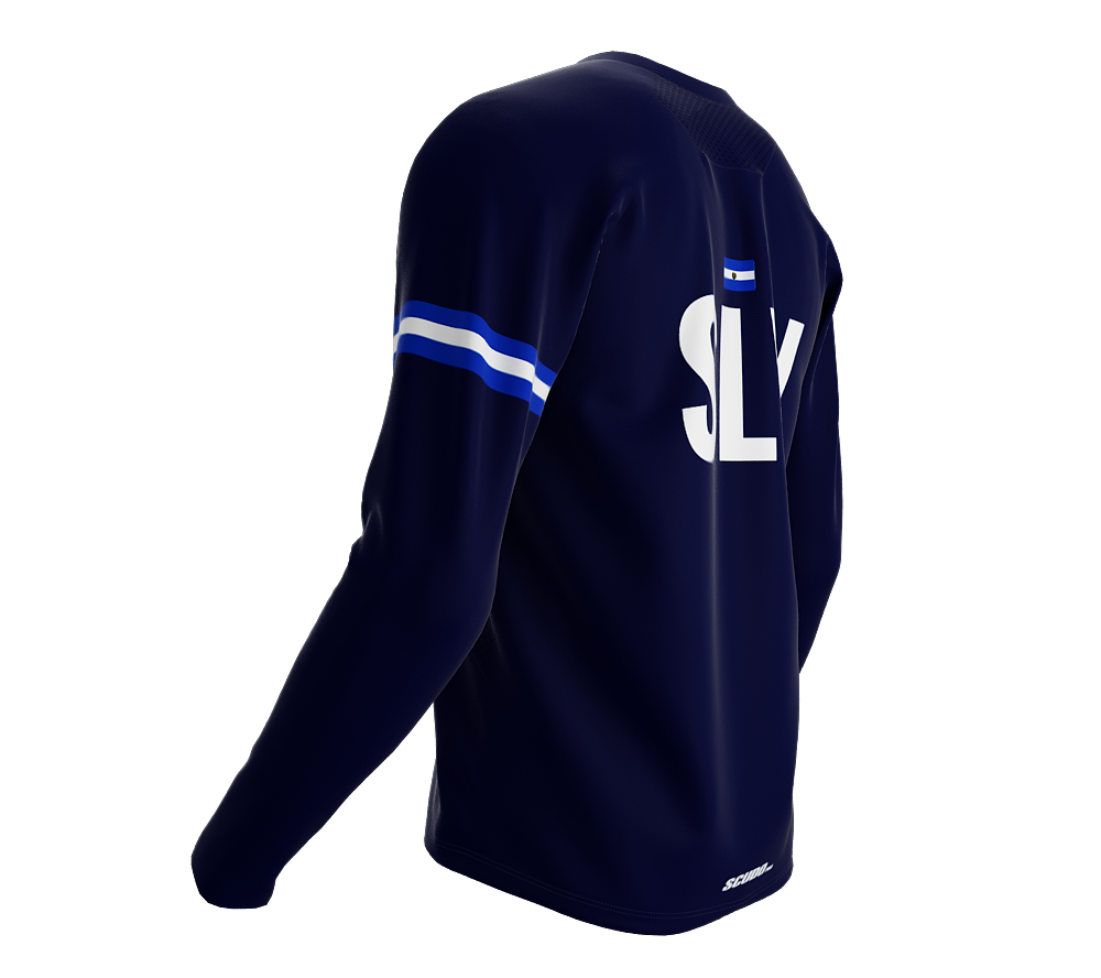 MTB BMX Cycling Jersey Long Sleeve Code El Salvador Blue for Men and Women
