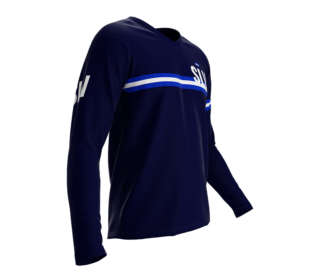 MTB BMX Cycling Jersey Long Sleeve Code El Salvador Blue for Men and Women