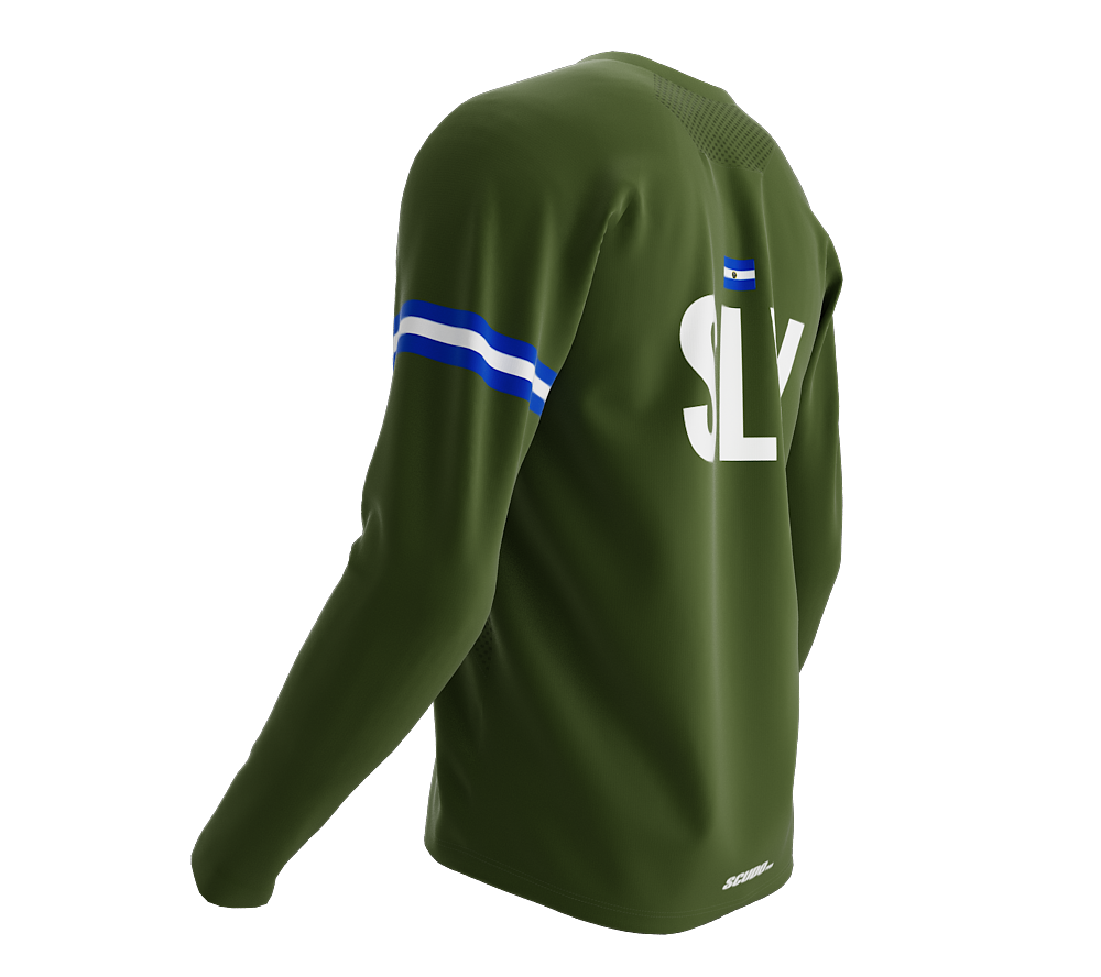 MTB BMX Cycling Jersey Long Sleeve Code El Salvador Green for Men and Women