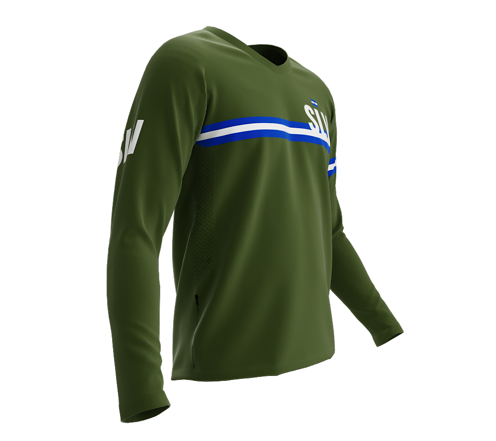 MTB BMX Cycling Jersey Long Sleeve Code El Salvador Green for Men and Women