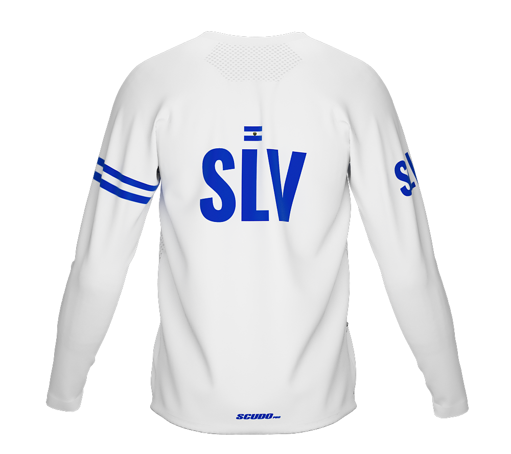 MTB BMX Cycling Jersey Long Sleeve Code El Salvador White for Men and Women