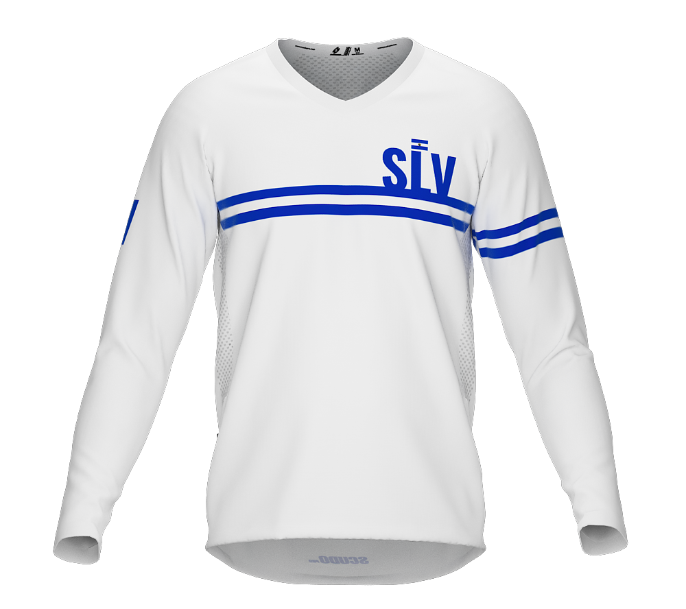 MTB BMX Cycling Jersey Long Sleeve Code El Salvador White for Men and Women