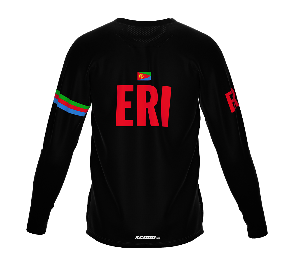 MTB BMX Cycling Jersey Long Sleeve Code Eritrea Black for Men and Women