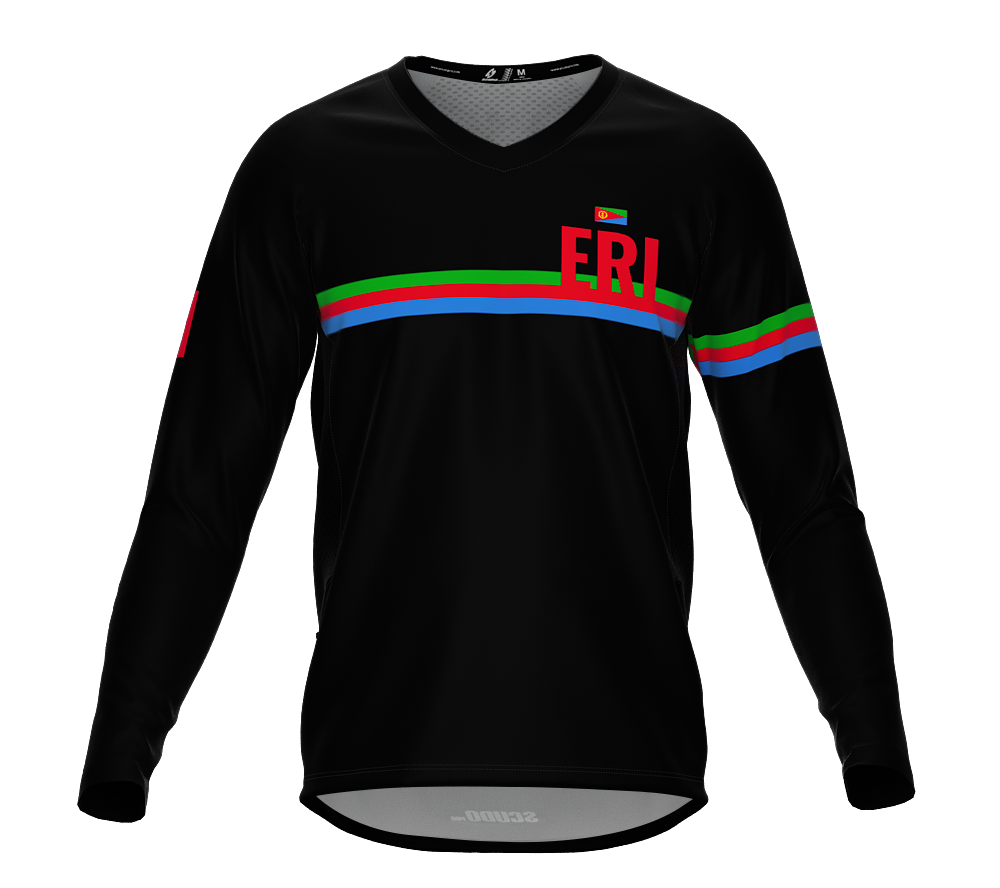 MTB BMX Cycling Jersey Long Sleeve Code Eritrea Black for Men and Women
