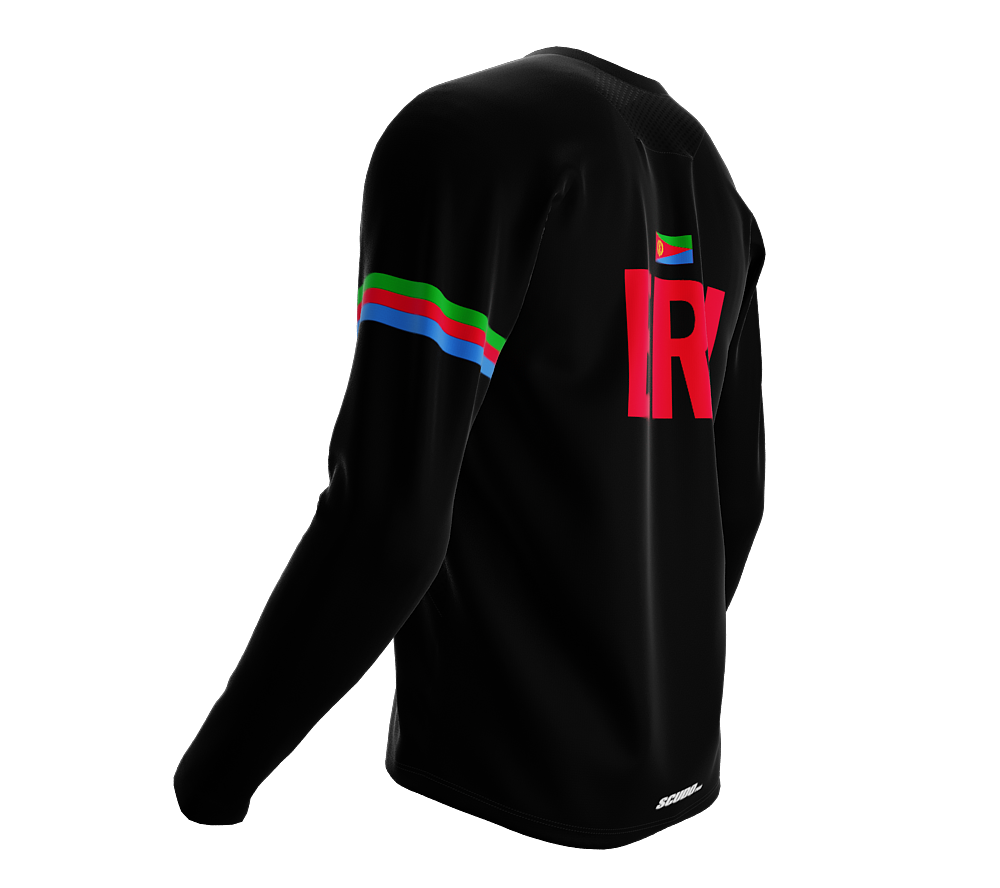 MTB BMX Cycling Jersey Long Sleeve Code Eritrea Black for Men and Women