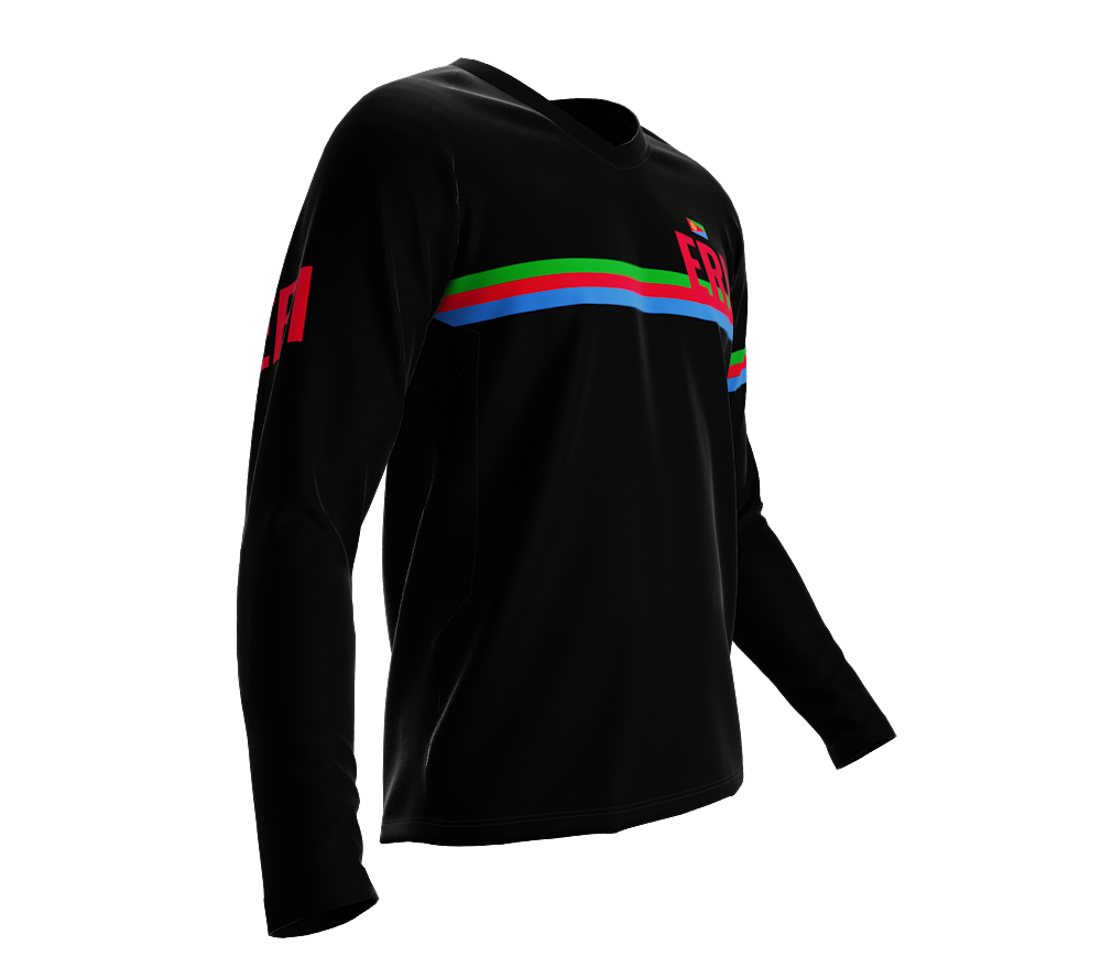 MTB BMX Cycling Jersey Long Sleeve Code Eritrea Black for Men and Women