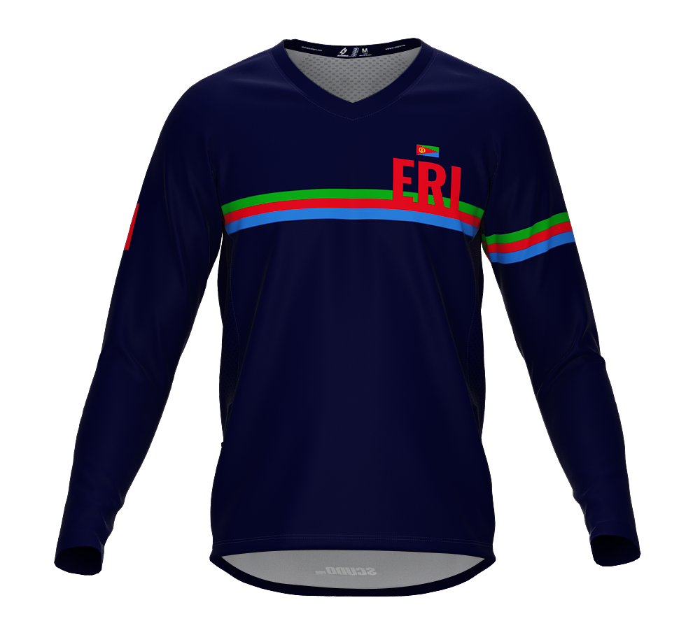 MTB BMX Cycling Jersey Long Sleeve Code Eritrea Blue for Men and Women