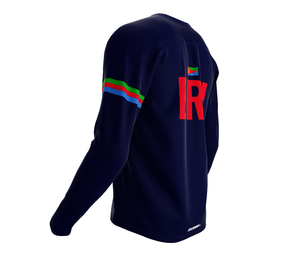MTB BMX Cycling Jersey Long Sleeve Code Eritrea Blue for Men and Women