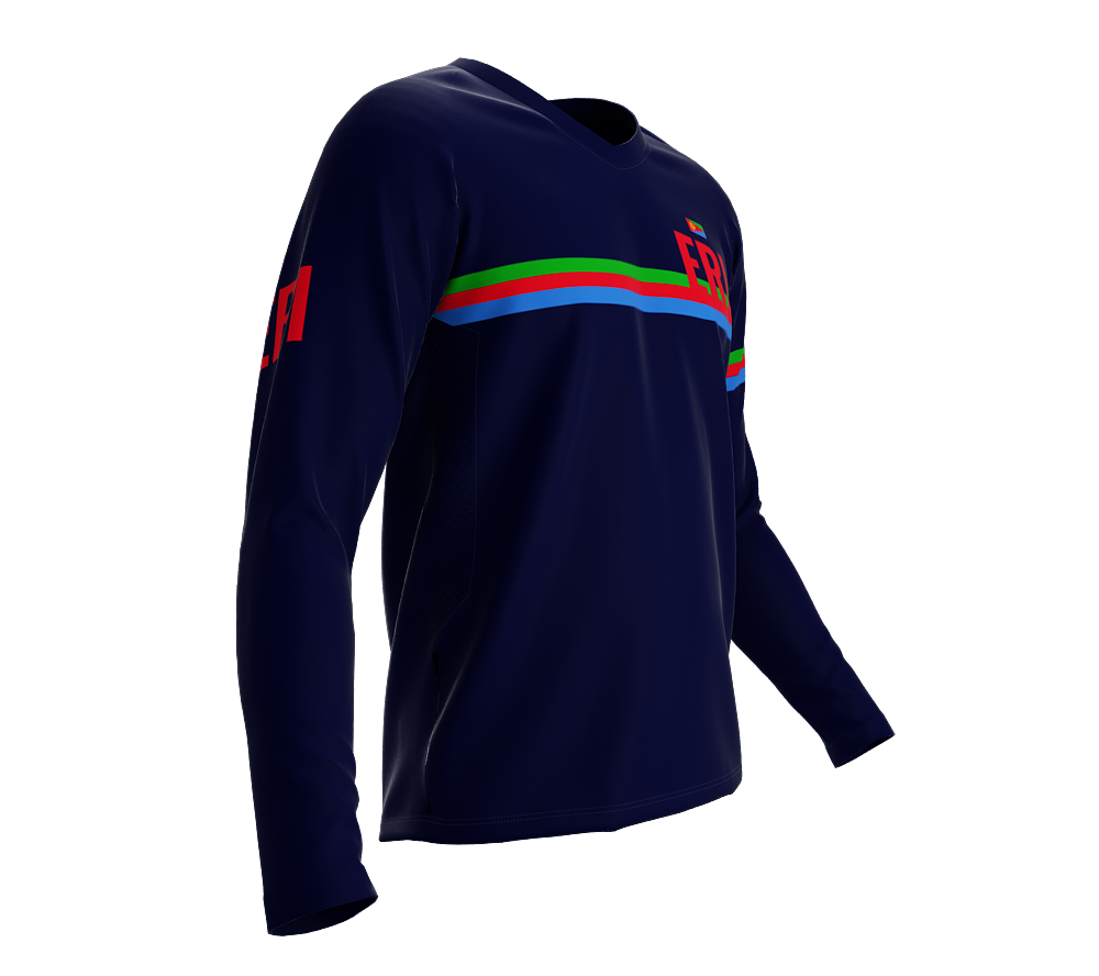 MTB BMX Cycling Jersey Long Sleeve Code Eritrea Blue for Men and Women