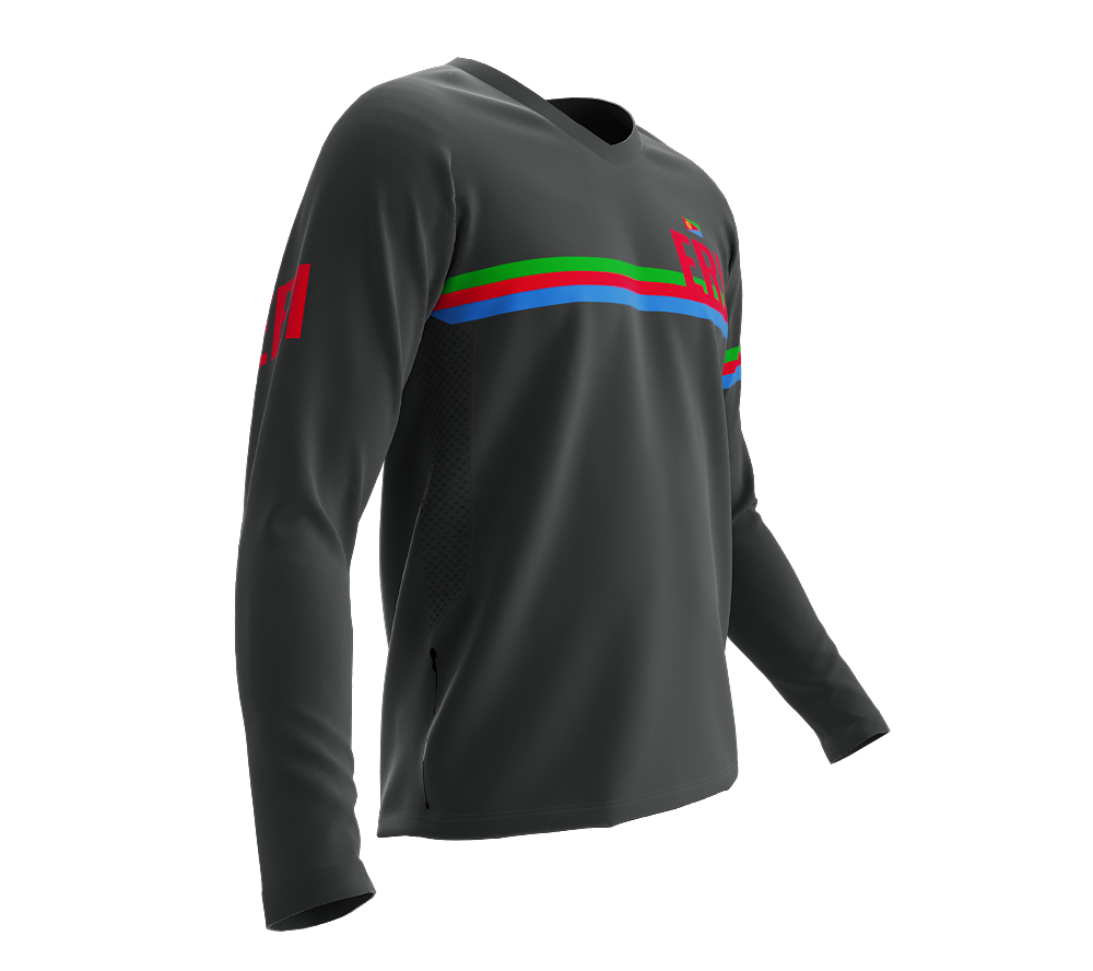 MTB BMX Cycling Jersey Long Sleeve Code Eritrea Gray for Men and Women