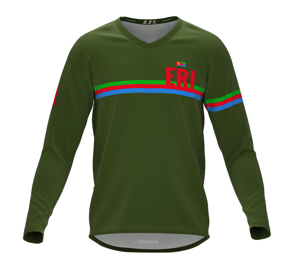 MTB BMX Cycling Jersey Long Sleeve Code Eritrea Green for Men and Women