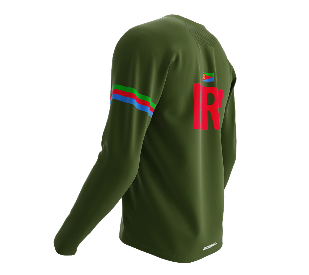 MTB BMX Cycling Jersey Long Sleeve Code Eritrea Green for Men and Women