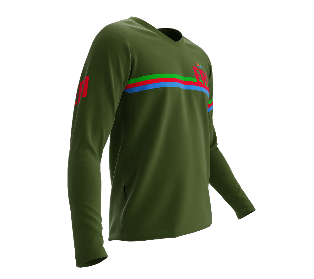 MTB BMX Cycling Jersey Long Sleeve Code Eritrea Green for Men and Women