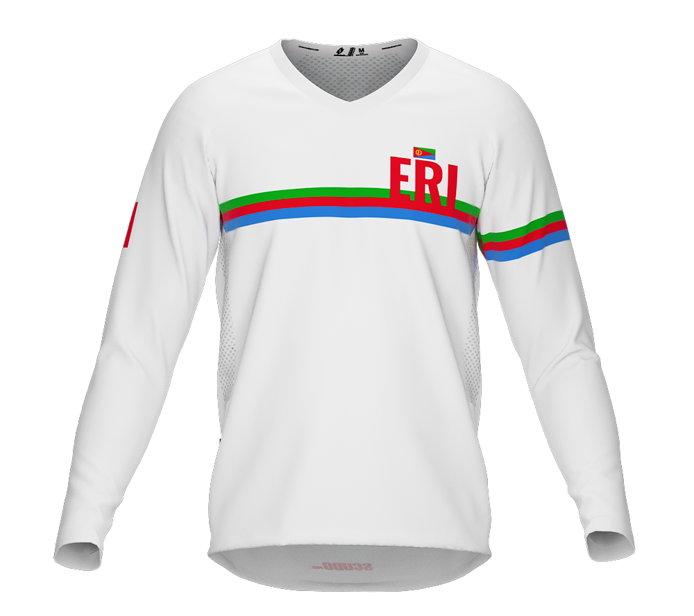 MTB BMX Cycling Jersey Long Sleeve Code Eritrea White for Men and Women