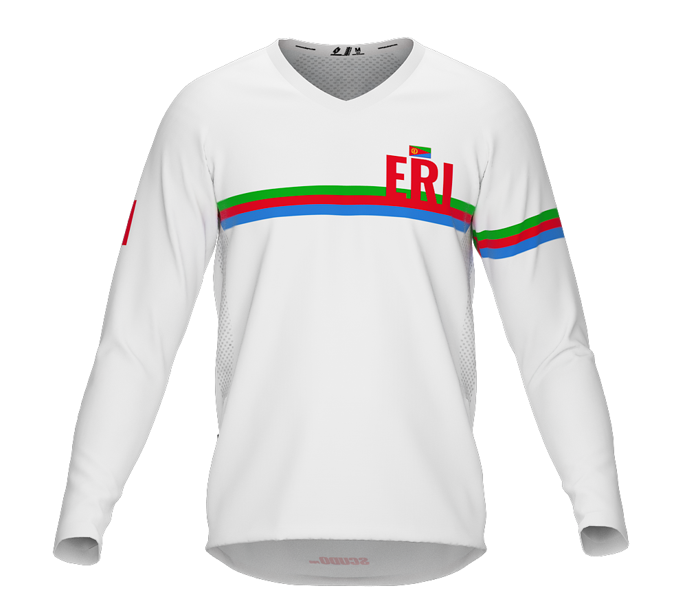 MTB BMX Cycling Jersey Long Sleeve Code Eritrea White for Men and Women