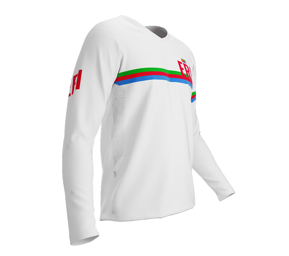 MTB BMX Cycling Jersey Long Sleeve Code Eritrea White for Men and Women