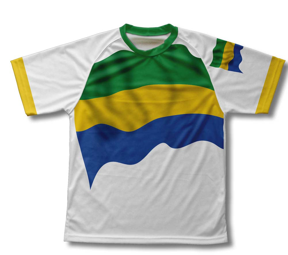 Gabon Flag Technical T-Shirt for Men and Women