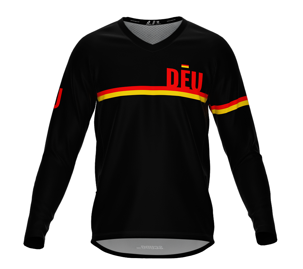 MTB BMX Cycling Jersey Long Sleeve Code Germany Black for Men and Women