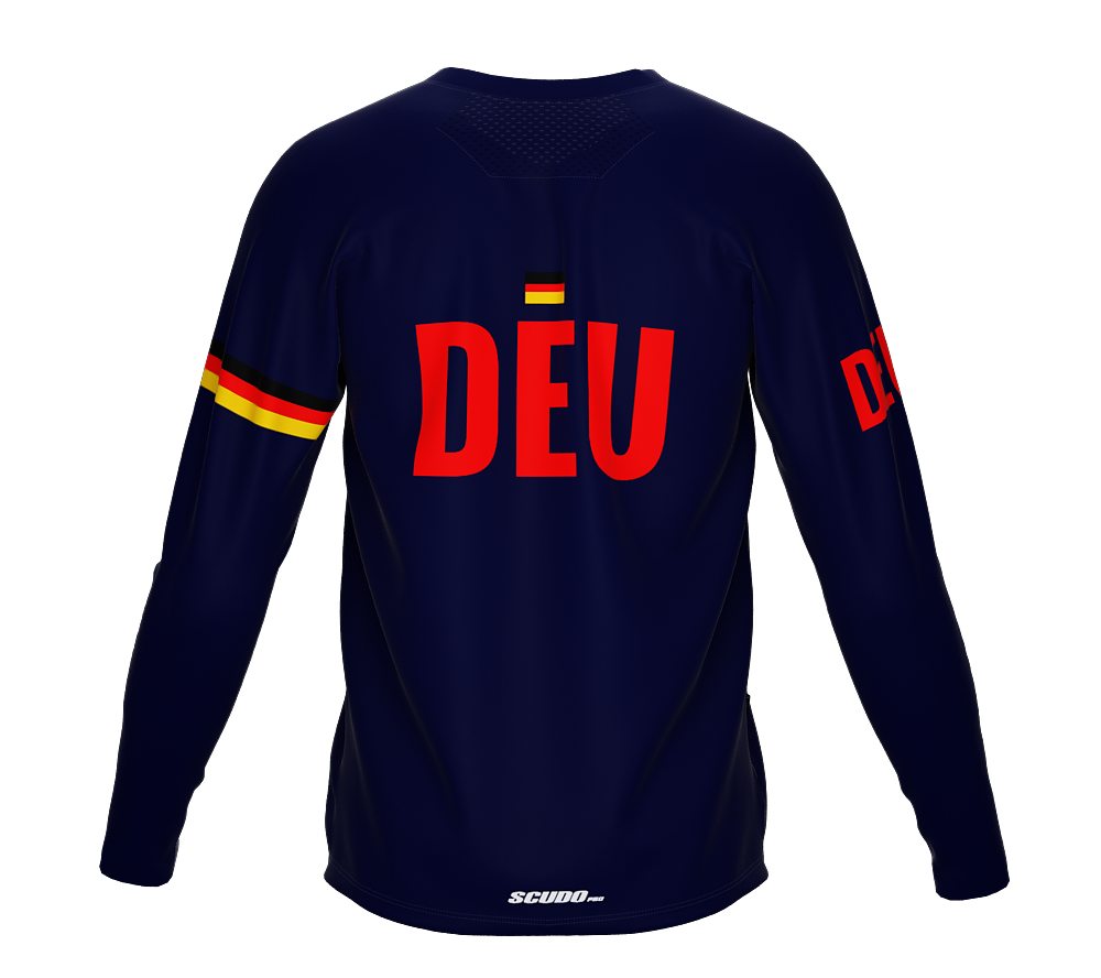 MTB BMX Cycling Jersey Long Sleeve Code Germany Blue for Men and Women