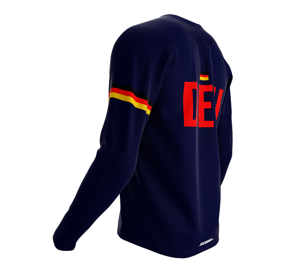 MTB BMX Cycling Jersey Long Sleeve Code Germany Blue for Men and Women