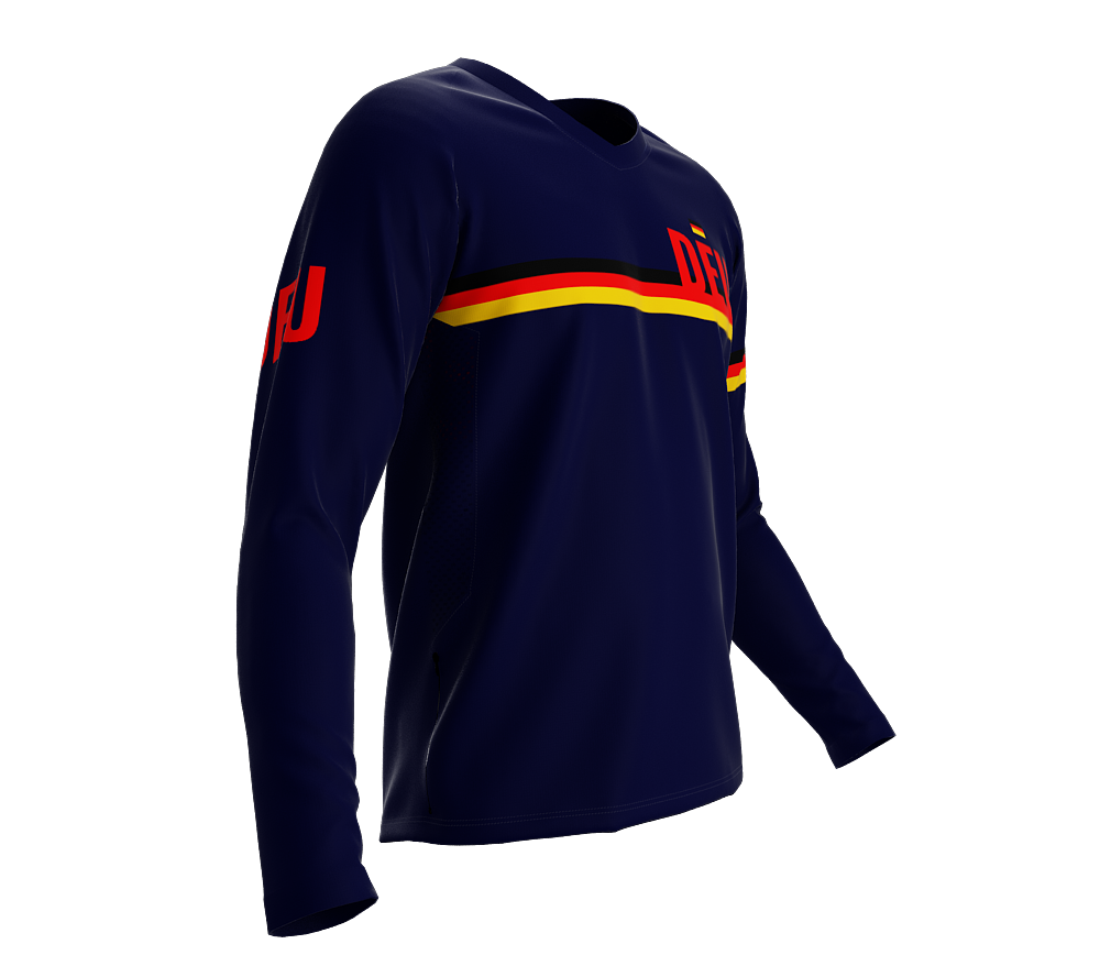 MTB BMX Cycling Jersey Long Sleeve Code Germany Blue for Men and Women