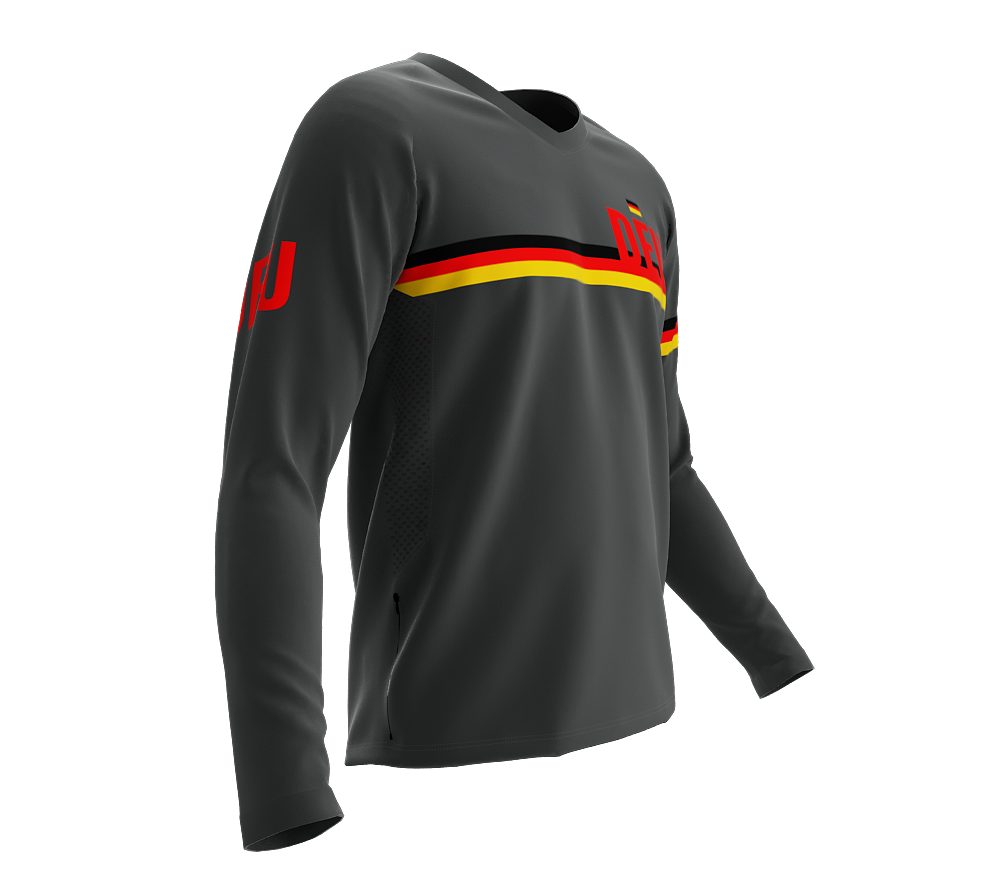 MTB BMX Cycling Jersey Long Sleeve Code Germany Gray for Men and Women