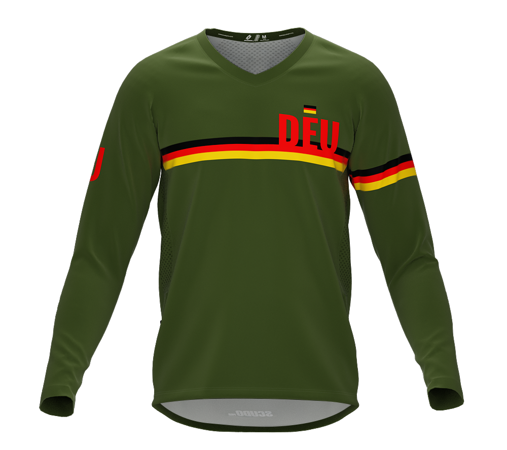 MTB BMX Cycling Jersey Long Sleeve Code Germany Green for Men and Women