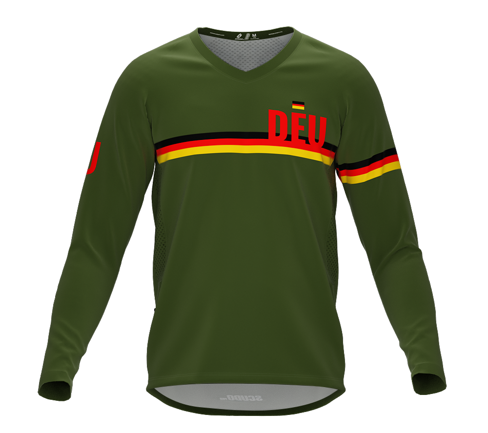 MTB BMX Cycling Jersey Long Sleeve Code Germany Green for Men and Women