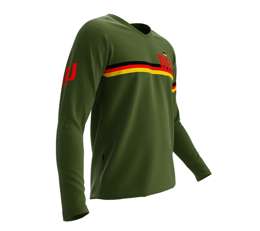 MTB BMX Cycling Jersey Long Sleeve Code Germany Green for Men and Women