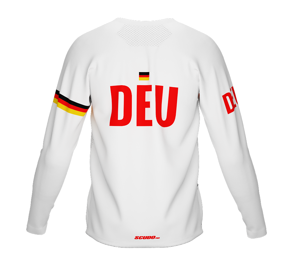 MTB BMX Cycling Jersey Long Sleeve Code Germany White for Men and Women